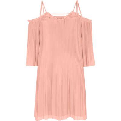 River Island Womens Chiffon Cold Shoulder Swing Dress