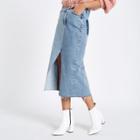 River Island Womens Denim Asymmetric Waistband Longline Skirt