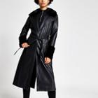 River Island Womens Faux Leather Longline Trench Coat