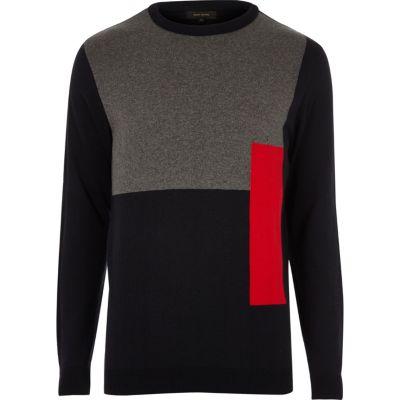 River Island Mens Block Slim Fit Sweater