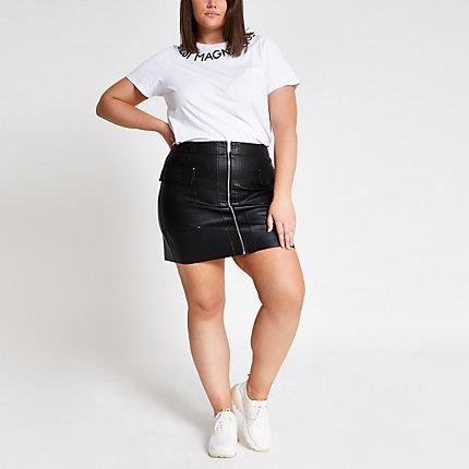 River Island Womens Plus Faux Leather Utility Mini Skirt