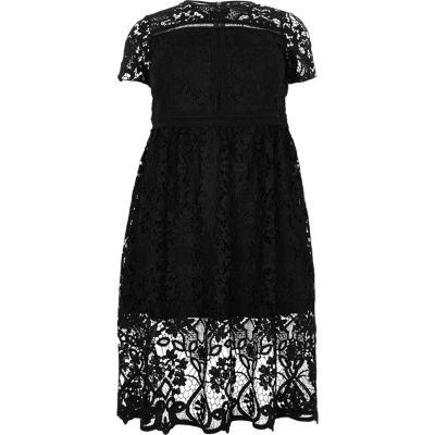 River Island Womens Plus Lace Trim A Line Midi Dress