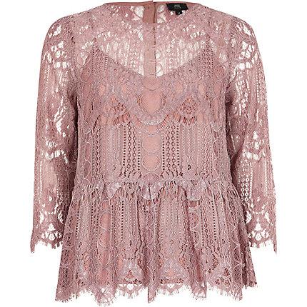 River Island Womens Petite Lace Swing Top