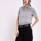River Island Womens 'believe' Pearl Embellished T-shirt