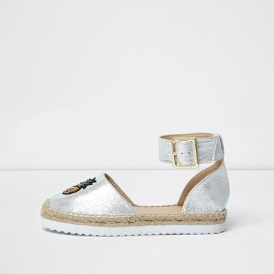 River Island Womens Silver Sequin Pineapple Espadrilles