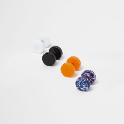 River Island Mens Neon Plug Earring Multipack