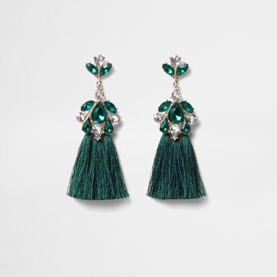 River Island Womens Jewel Tassel Drop Earrings