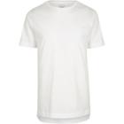 River Island Mens White Crew Neck Stepped Hem Longline T-shirt