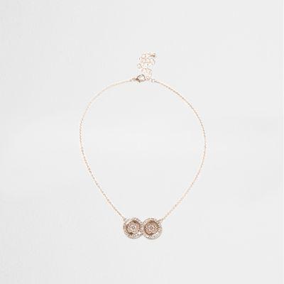 River Island Womens Rose Gold Tone Double Filigree Coin Necklace