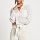 River Island Womens White Broderie Embroidered Tie Hem Shirt