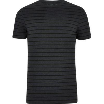 River Island Mens Stripe Print Muscle Fit T-shirt