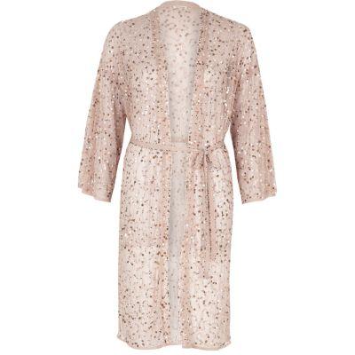 River Island Womens Sequin Embellished Belted Kimono