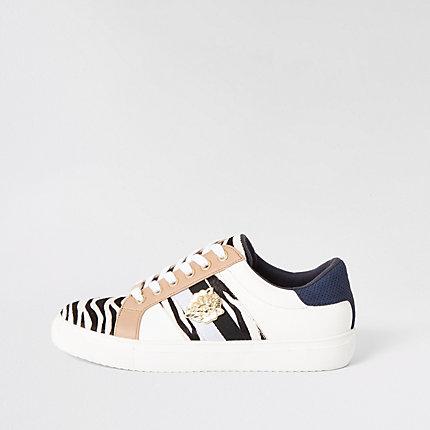River Island Womens Zebra Print Lace-up Trainers