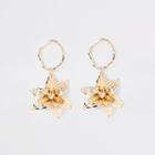 River Island Womens Gold Color Flower Drop Earrings