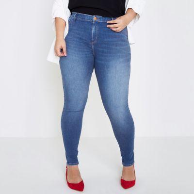 River Island Womens Plus Bright Wash Molly Jeggings
