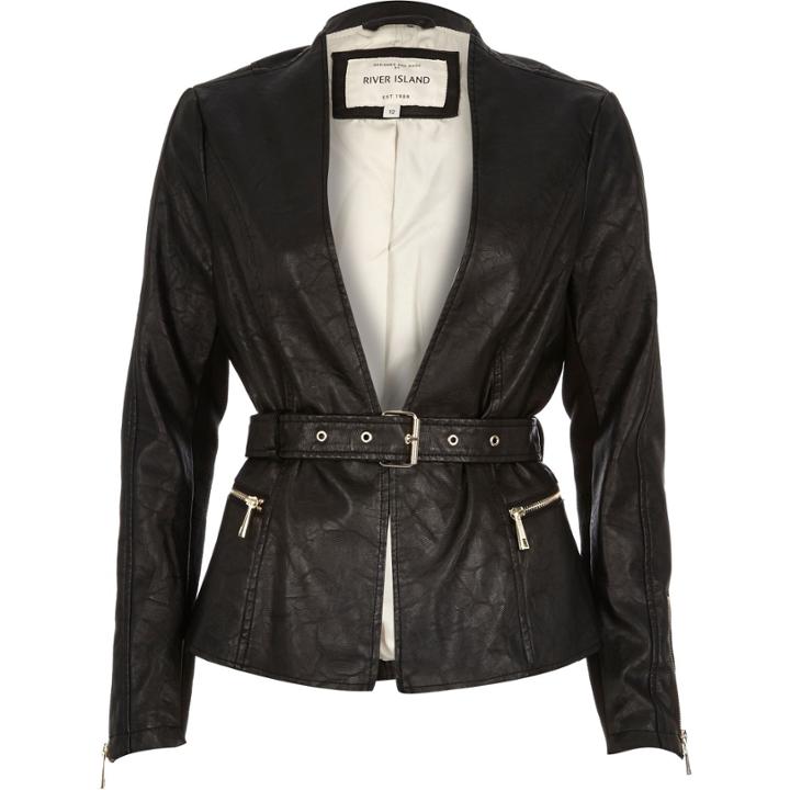 River Island Womens Leather-look Belted Jacket