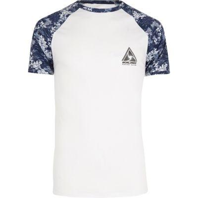 River Island Mens Big And Tall White And Raglan T-shirt