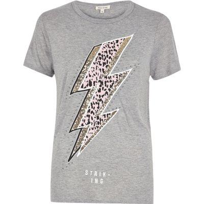 River Island Womens Glitter Lightning Print T-shirt