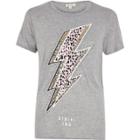 River Island Womens Glitter Lightning Print T-shirt