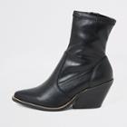 River Island Womens Wide Fit Western Heeled Sock Boots