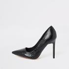 River Island Womens Wide Fit Embossed Court Shoes