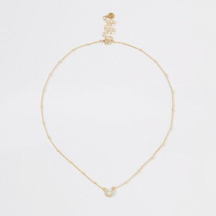 River Island Womens Gold Colour Horse Shoe Necklace