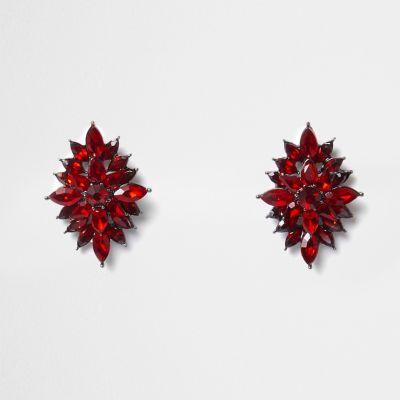 River Island Womens Leaf Jewel Stud Earrings
