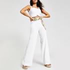 River Island Womens White Scarf Print Belted Wide Leg Trousers