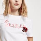 River Island Womens Petite 'be Fearless' Brooch T-shirt