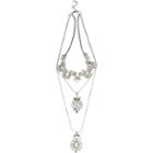 River Island Womens Silver Tone Rhinestone Triple Strand Necklace