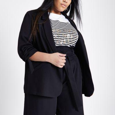 River Island Womens Plus Crepe Ruched Sleeve Blazer