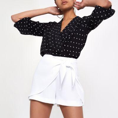 River Island Womens White Tie Front Skort