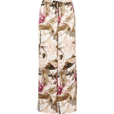 River Island Womens Satin Tropical Split Pajama Bottoms