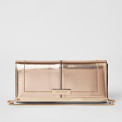 River Island Womens Rose Gold Baguette Clutch Bag