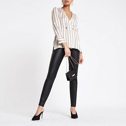 River Island Womens White Chain Print Button Blouse