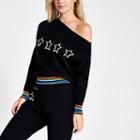 River Island Womens Petite Star Off The Shoulder Jumper