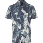 River Island Mens Leaf Revere Short Sleeve Slim Fit Shirt