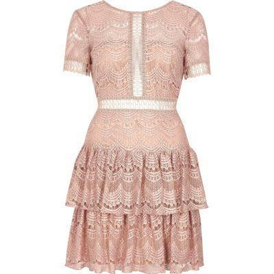 River Island Womens Nude Frill Lace Dress