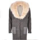 River Island Womens Knitted Ribbed Faux Fur Cardigan