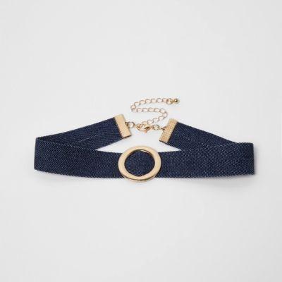 River Island Womens Denim Circle Choker