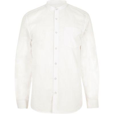 River Island Mens White Twill Grandad Shirt