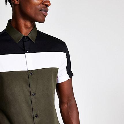 River Island Mens Colour Block Slim Fit Shirt