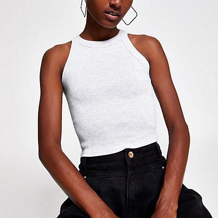 River Island Womens Marl Racer Crop Top