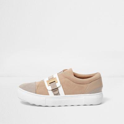 River Island Womens Croc Strap Buckle Slip On Plimsolls