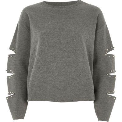 River Island Womens Pearl Slash Sleeve Sweatshirt