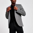River Island Mens Pinstripe Collarless Skinny Fit Blazer