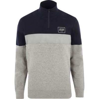 River Island Mens Jack And Jones Core Zip Neck Sweatshirt