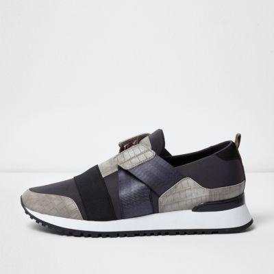 River Island Mens Croc Embossed Runner Sneakers