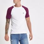 River Island Mens White And Pique Muscle Fit Raglan T-shirt