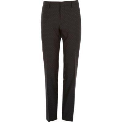 River Island Mens Polka Dot Wool Slim Tux Pants